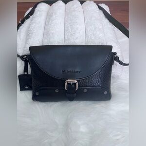 Burberry Black Leather Crossbody Bag with Silver Hardware